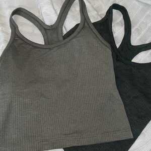 Lululemon Gray and Black Women's Racerback Tank Tops
